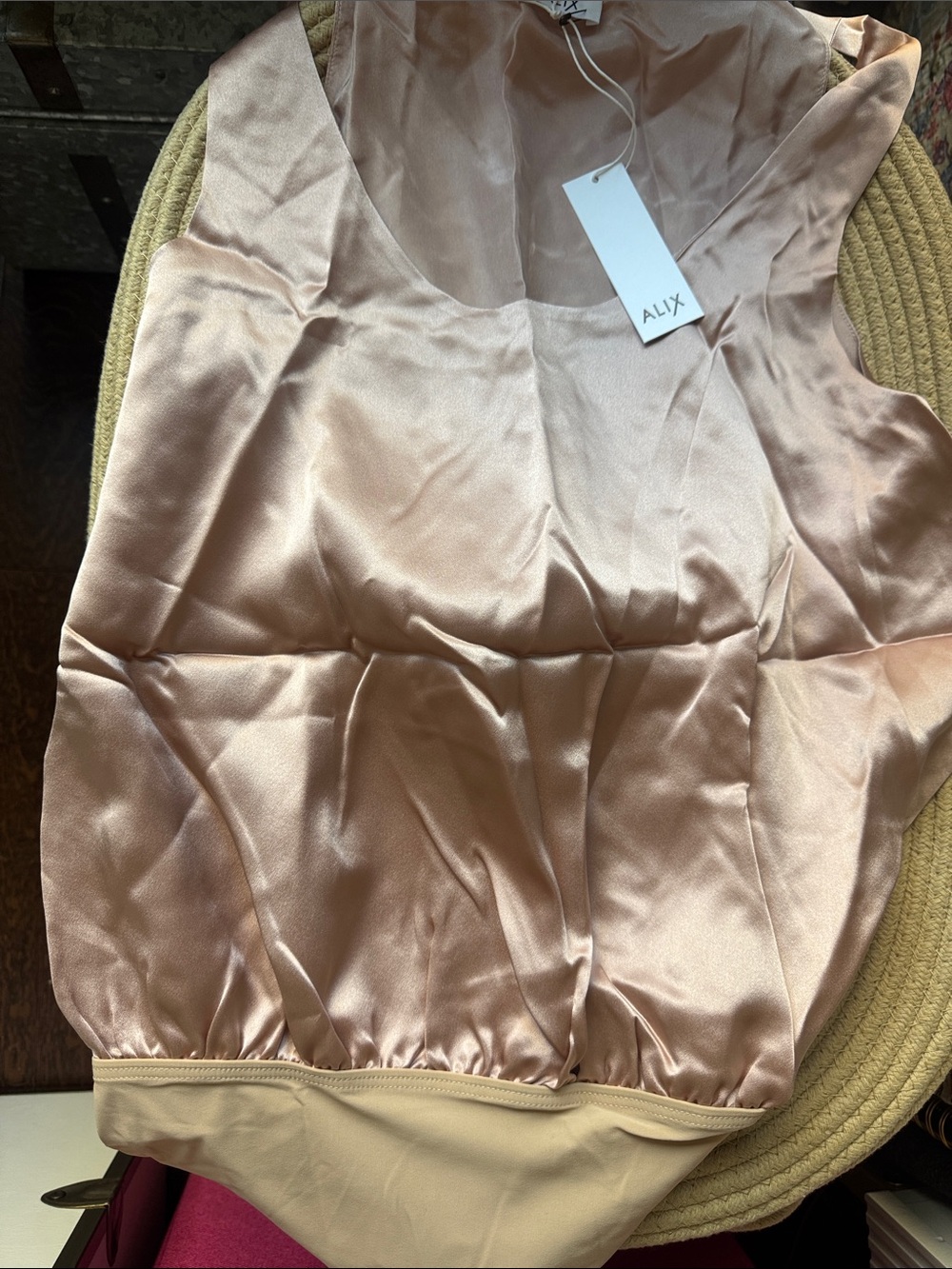 ALIX NYC Blush Satin Bodysuit